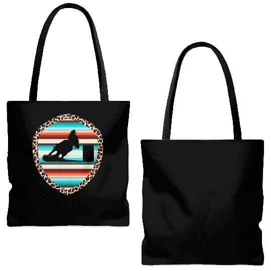 Horse Barrel Racing Serape Leopard Pattern Rodeo Tote Bags (AOP)