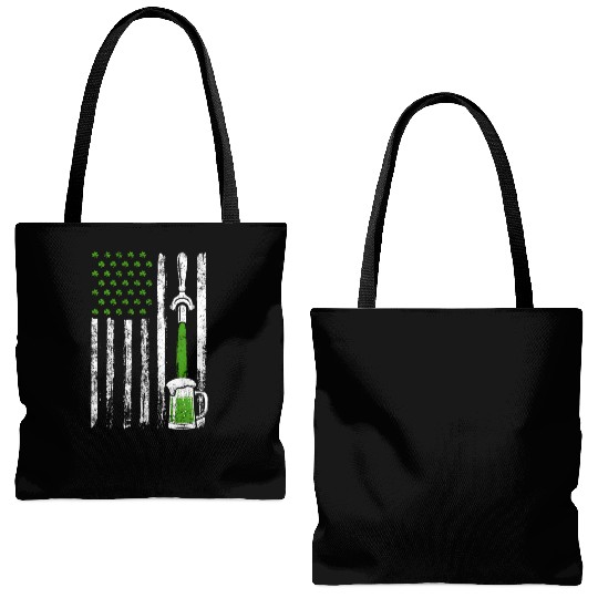 Irish American Flag Draft Beer Shamrock St Tote Bags (AOP)