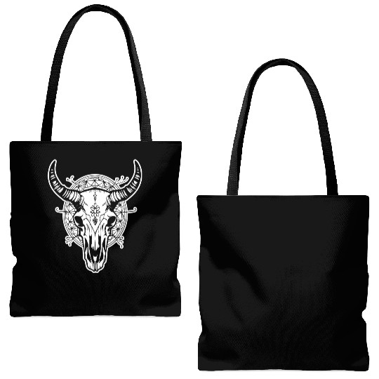 Cow Skull Boho Tote Bags (AOP)