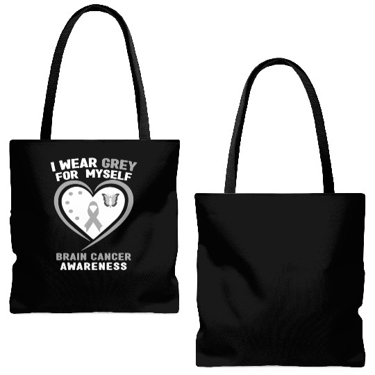 I Wear Grey For Myself Brain Cancer Awareness Tote Bags (AOP)