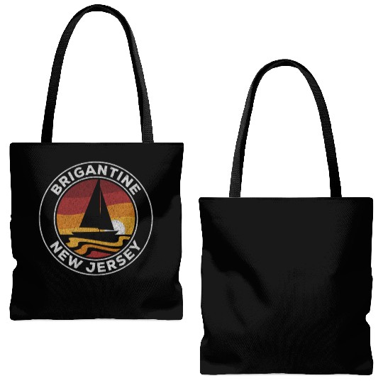 Brigantine New Jersey Sailboat 70S Sunset Tote Bags (AOP)