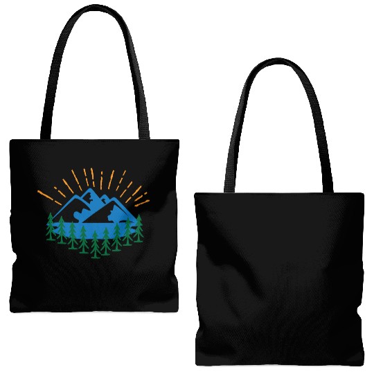 Blue Mountain And Forest Tote Bags (AOP)