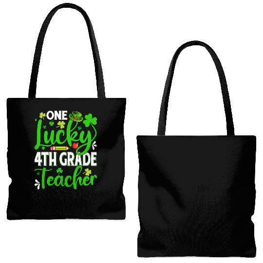 Saint Patrick'S Day One Lucky 4Th Grade Teacher Tote Bags (AOP)