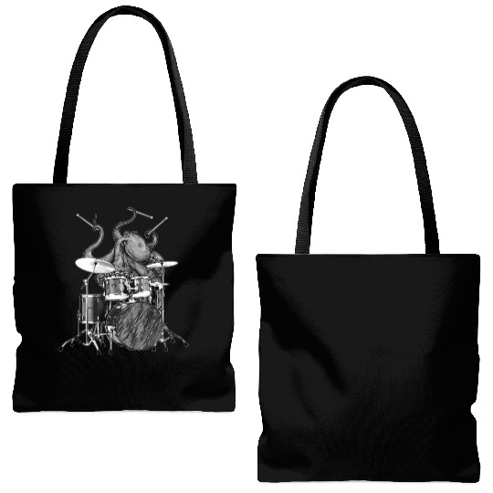 Octopus Playing Drums Drummer Ocean Creature Band Tote Bags (AOP)