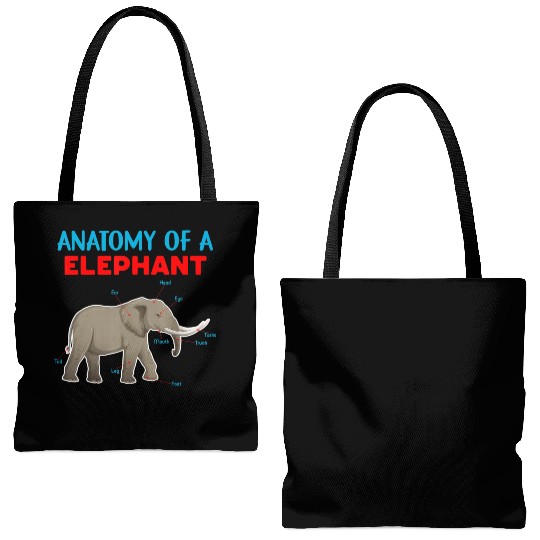 Anatomy Of A Elephant Educational Elephant Love Tote Bags (AOP)