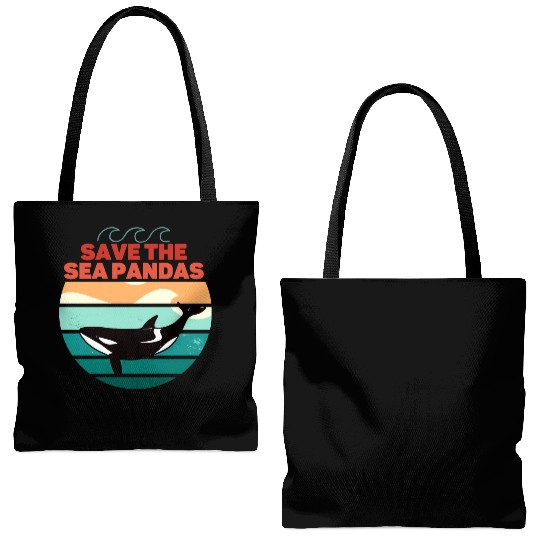 Rescue Killer Whale Orcas Save The Sea Pandas Tote Bags (AOP)