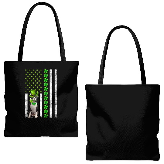 American Flag Boston Terrier Dog St Patric Day Tote Bags (AOP)