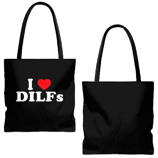 I Love Dilfs I Heart Dilfs Tote Bags (AOP)
