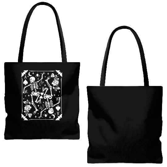 Skeleton Ace Of Spades Card Goblincore Punk Grunge Tote Bags (AOP)