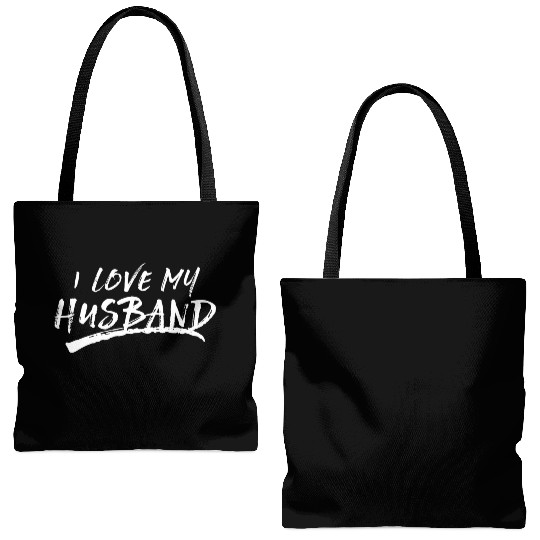 I Love My Husband Brushed Grungy Fun Wedding Tote Bags (AOP)