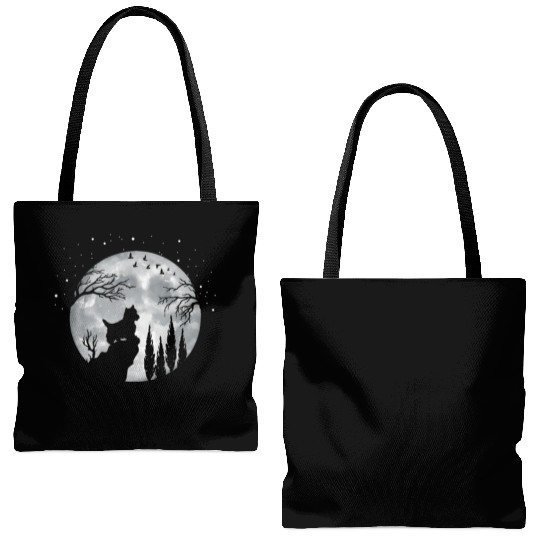 Yorhire Terrier Full Moon At Night Pet Tote Bags (AOP)