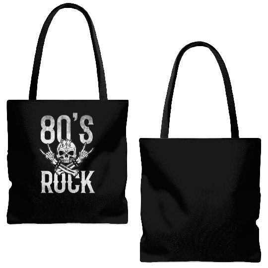 80S Rock And Roll Distressed Music Guitar Band Tote Bags (AOP)