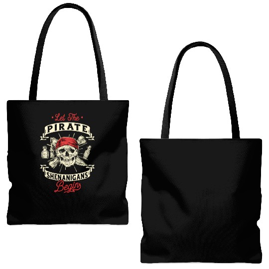 Let The Pirate Shenanigans Begin - Crossbones Tote Bags (AOP)