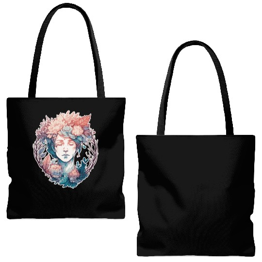 Spring Flower Crown Girl Cottagecore Fairy Aesthet Tote Bags (AOP)