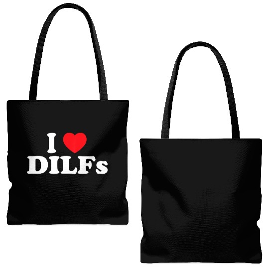 I Love Dilfs I Heart Dilfs Tote Bags (AOP)