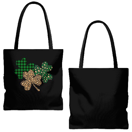 Lucky Leopard Shamrock St Patric Day Tote Bags (AOP)