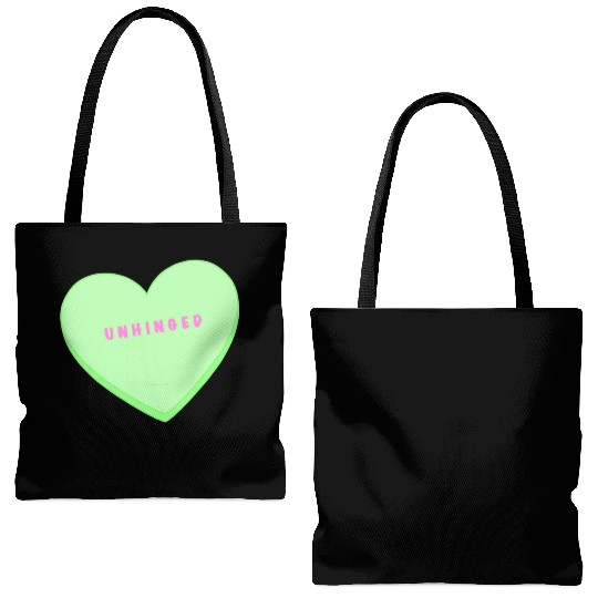 unhinged conversation heart Tote Bags (AOP)