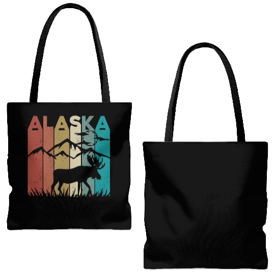 Alaska Moose Retro Vintage Alaskan Moose Souvenir Tote Bags (AOP)