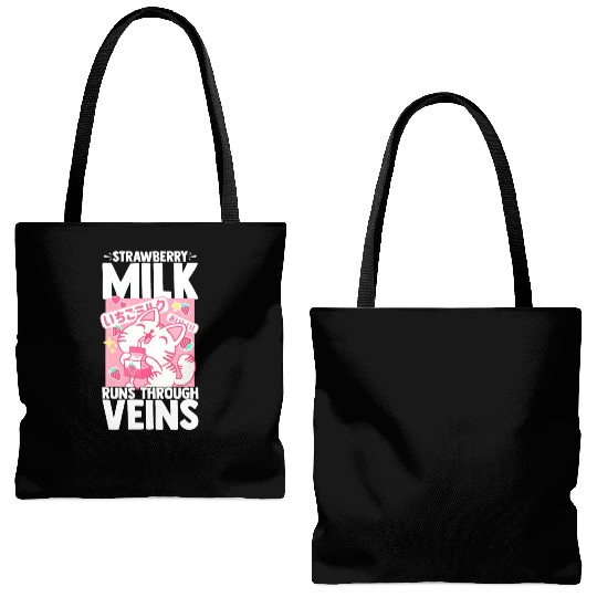Strawberry Milk Shake Korean Vegan Japanese Drink Tote Bags (AOP)