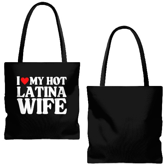 I Love My Hot Latina Wife, Husband Sayings Quote Tote Bags (AOP)