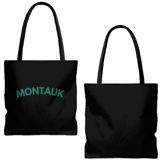 Montauk New York Vintage College Style (Green) Tote Bags (AOP)