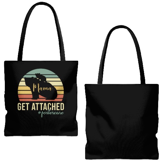 Get Attached Foster Care Mom Mama Bear Cub Tote Bags (AOP)