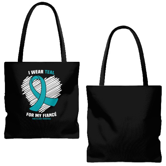 I Wear Teal For My Fiance Food Allergy Awareness Tote Bags (AOP)