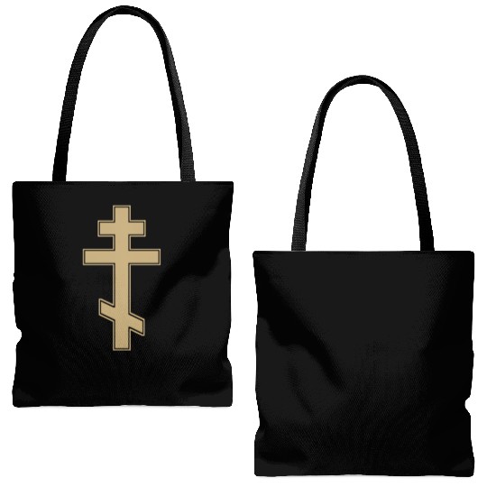 Russian Orthodox Cross Slavo Byzantine Cross Tote Bags (AOP)
