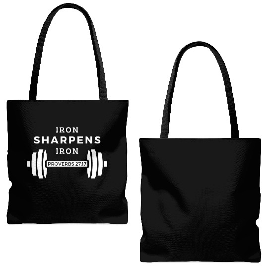Iron Sharpens Iron (Proverbs 27:17) Tote Bags (AOP)
