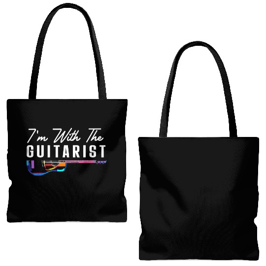 I'M With The Guitarist Girlfriend Guitar Player Tote Bags (AOP)