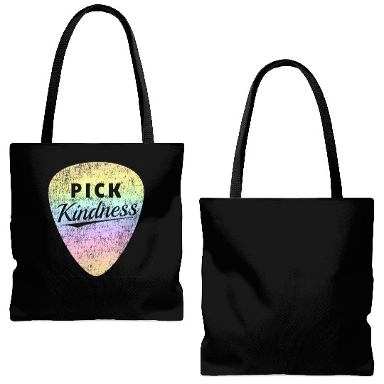 Pastel Rainbow Guitar Pick Pun Anti-Bullying Pick Tote Bags (AOP)