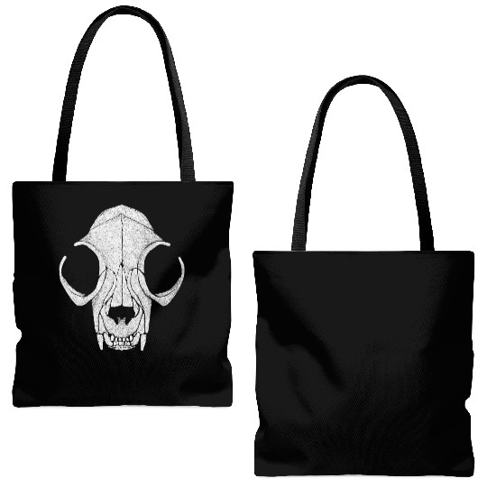 Cat Skull Pointillism Tote Bags (AOP)
