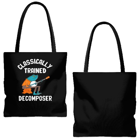 Classically Trained Decomposer Funny Frog Playing Tote Bags (AOP)