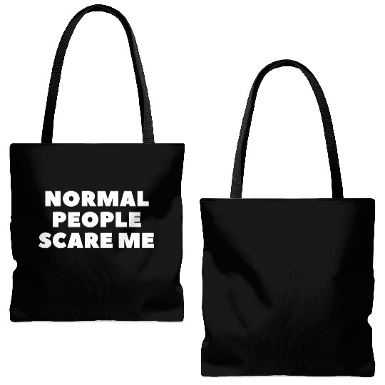 Normal People Scare Me Tote Bags (AOP)