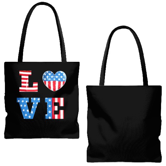LOVE America Independence Day USA Patriots Tote Bags (AOP)