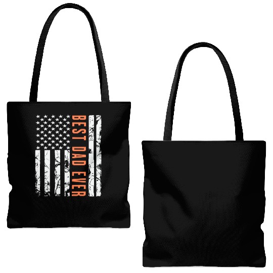 Best Dad Ever With US American Flag Tote Bags (AOP)