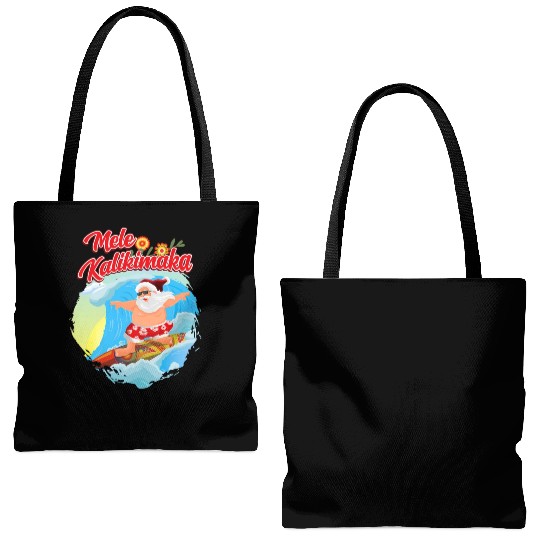 In July Santa Surfing Mele Kalikimaka Tote Bags (AOP)