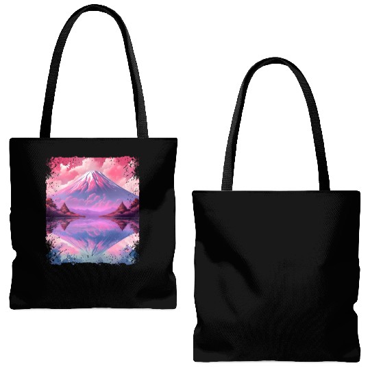Aesthetic Vaporwave Volcano Japan Sight Mount Fuji Tote Bags (AOP)