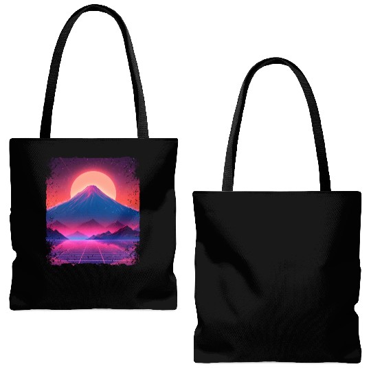 Aesthetic Vaporwave Japan Sight Mount Fuji Volcano Tote Bags (AOP)