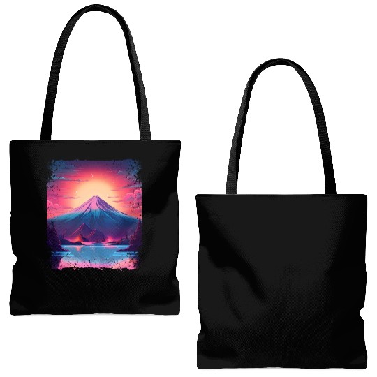 Mount Fuji Sight Aesthetic Japan Vaporwave Volcano Tote Bags (AOP)