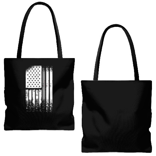 Correctional Officer - Us Flag Thin Silver Line Tote Bags (AOP)