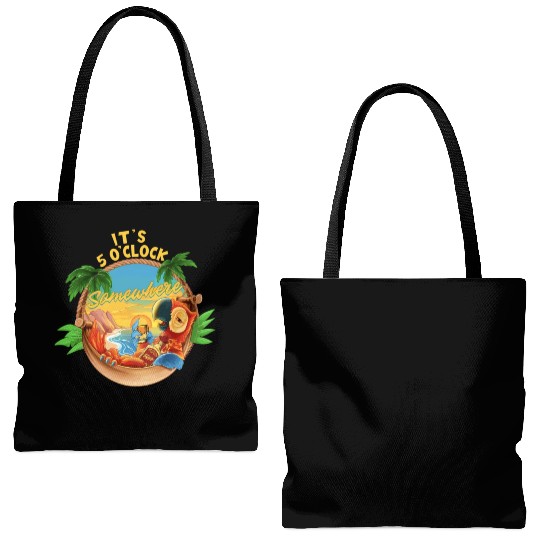 It Is 5 O'Clock Somewhere Parrot Drinking Summer Tote Bags (AOP)