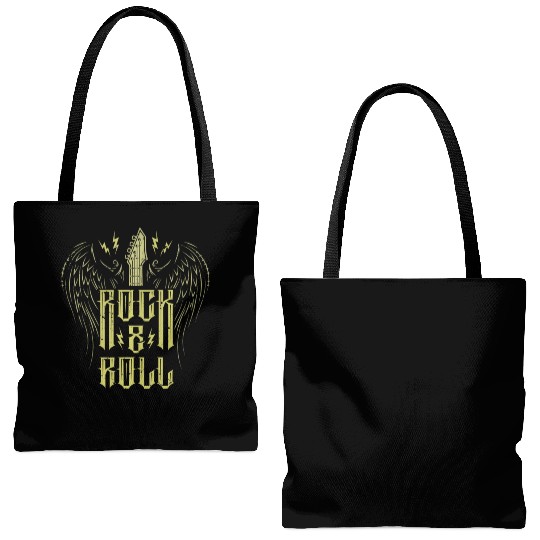 Rock And Roll Vintage Bass Guitar Wings Guitarist Tote Bags (AOP)