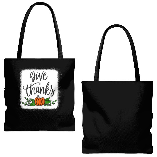Give Thanks Pumpkin Harvest Fall Autumn Tote Bags (AOP)