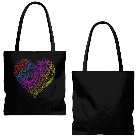 Music Heart Musician Composers Music Lover Tote Bags (AOP)