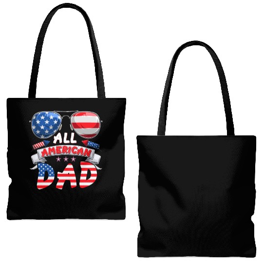 All American Dad US Patriots Fathers America Party Tote Bags (AOP)