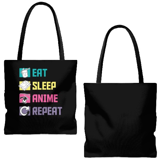 Eat Sleep Anime Repeat funny Tote Bags (AOP)
