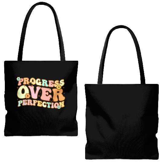 Back To School Progress Over Perfection Tote Bags (AOP)
