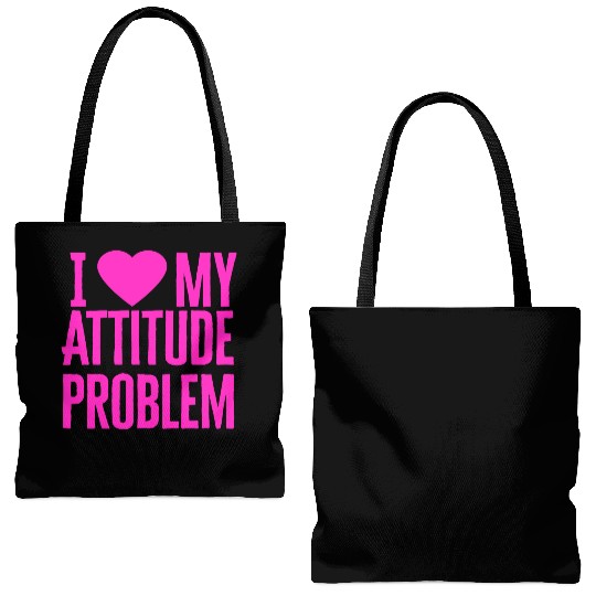 I Love My Attitude Problem music Tote Bags (AOP)