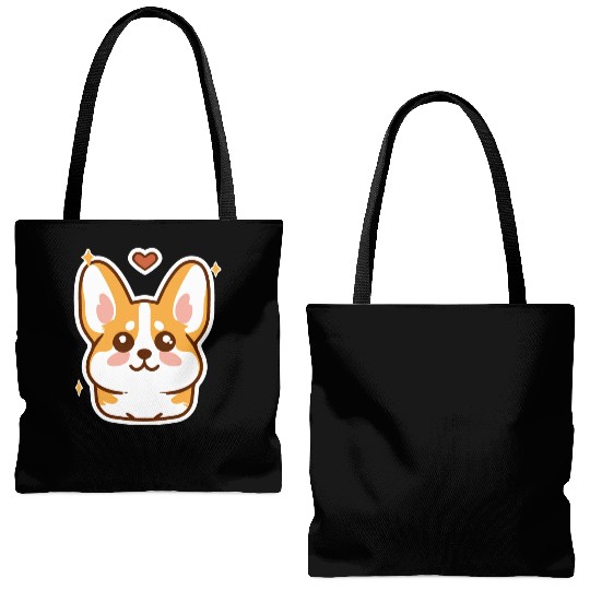 Kawaii Corgi Dog Lover Puppy Retro Tote Bags (AOP)